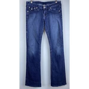 True Religion Jeans Women Sz 28 USA Boot Cut Denim Jeans Embellished Pockets